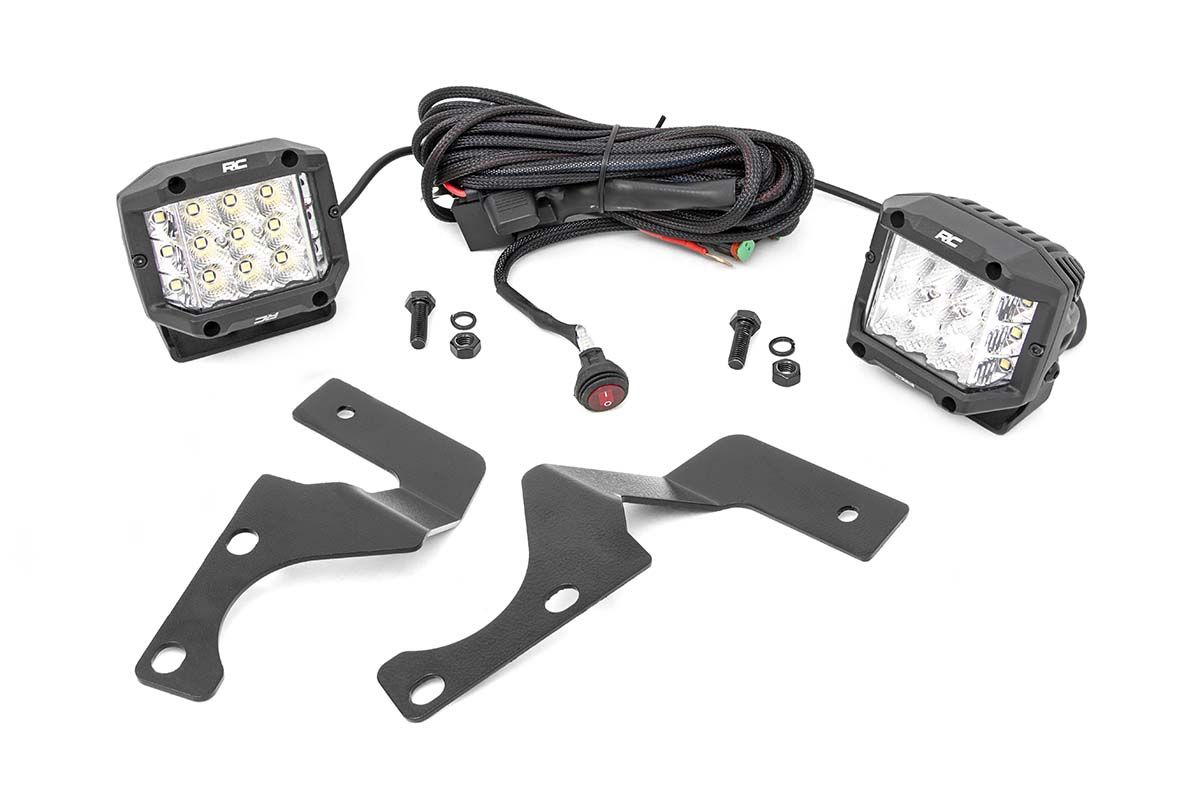Rough Country LED Light Kit | Ditch Mount | 3" Chrome Wide Angle Pair