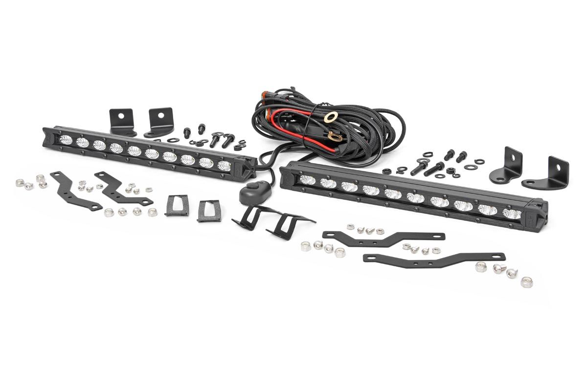 Rough Country LED Light Kit | Grille Mount | 10" Black Slimline Pair | Ford F-150 (18-20)
