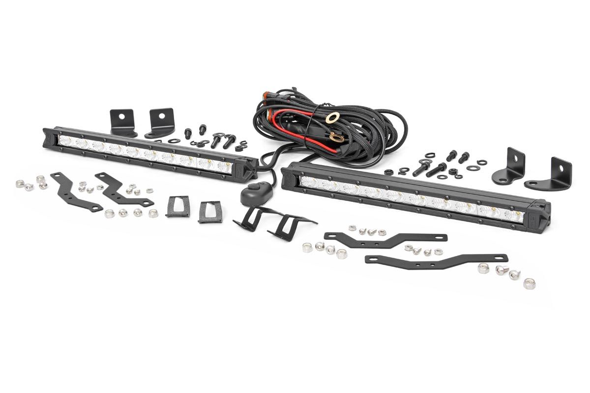 Rough Country LED Light Kit | Grille Mount | 10" Chrome Slimline Pair | Ford F-150 (18-20)