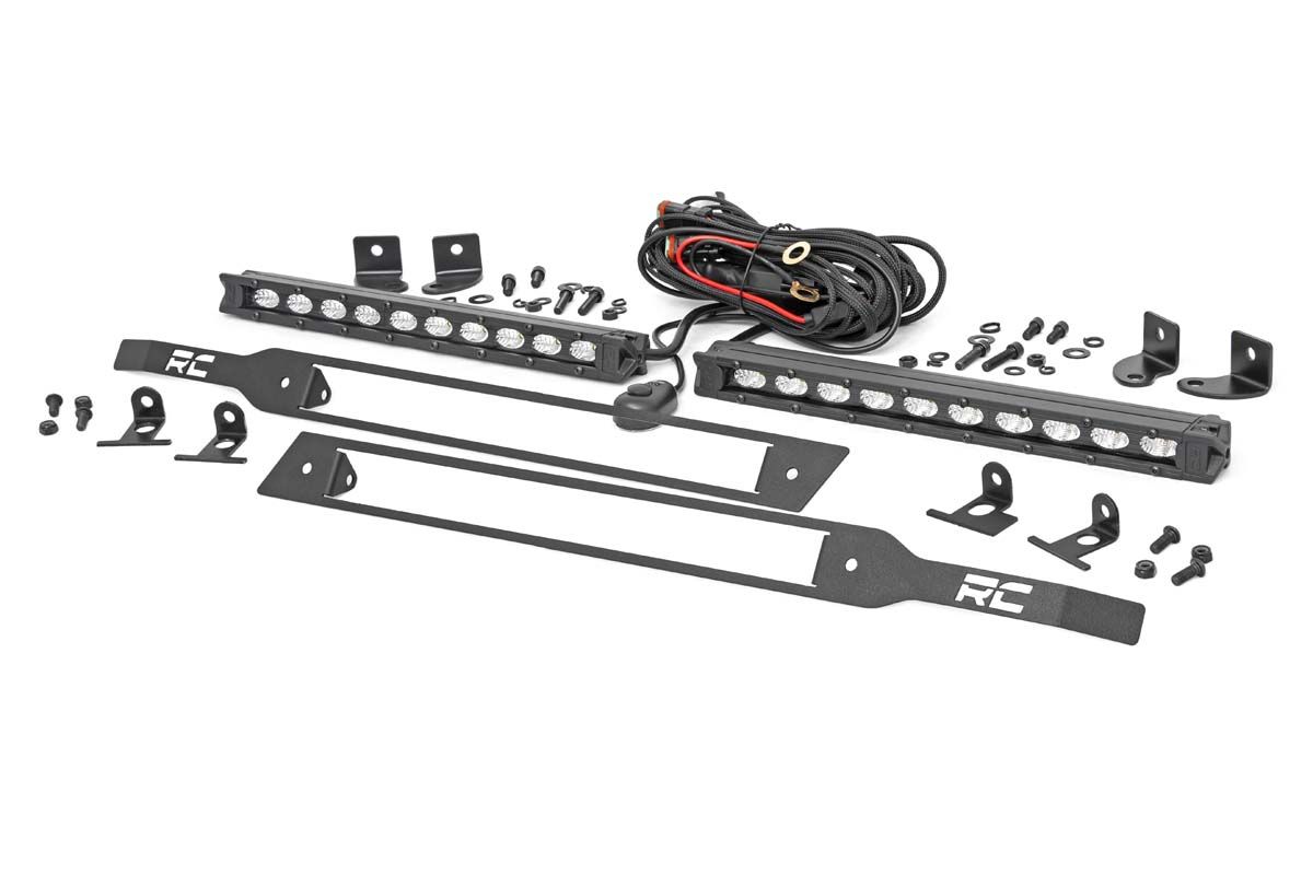 Rough Country LED Light Kit | Grille Mount | 10" Black Slimline Pair | Chevy Silverado 1500 (19-22)