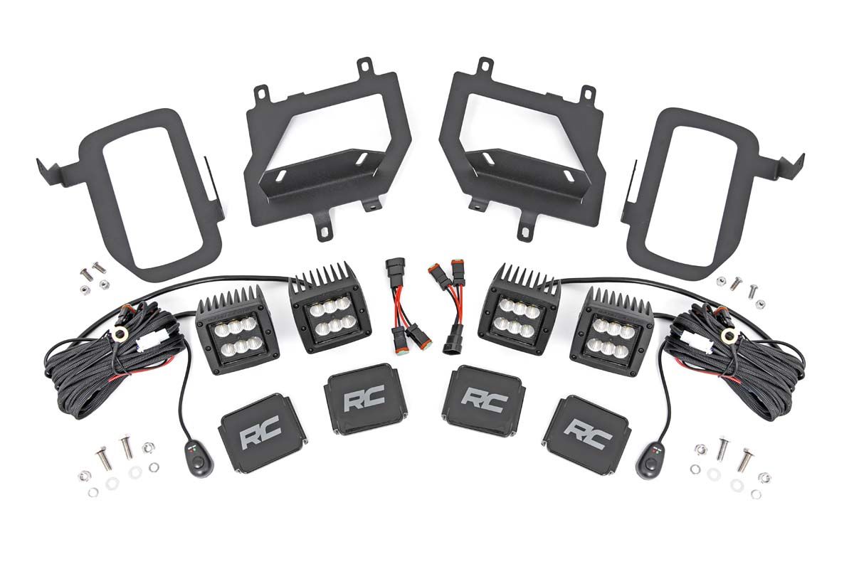 Rough Country LED Light Kit | Fog Mount | Dual 2" Black Pairs | Spot/Flood | Ford F-150 (15-17)