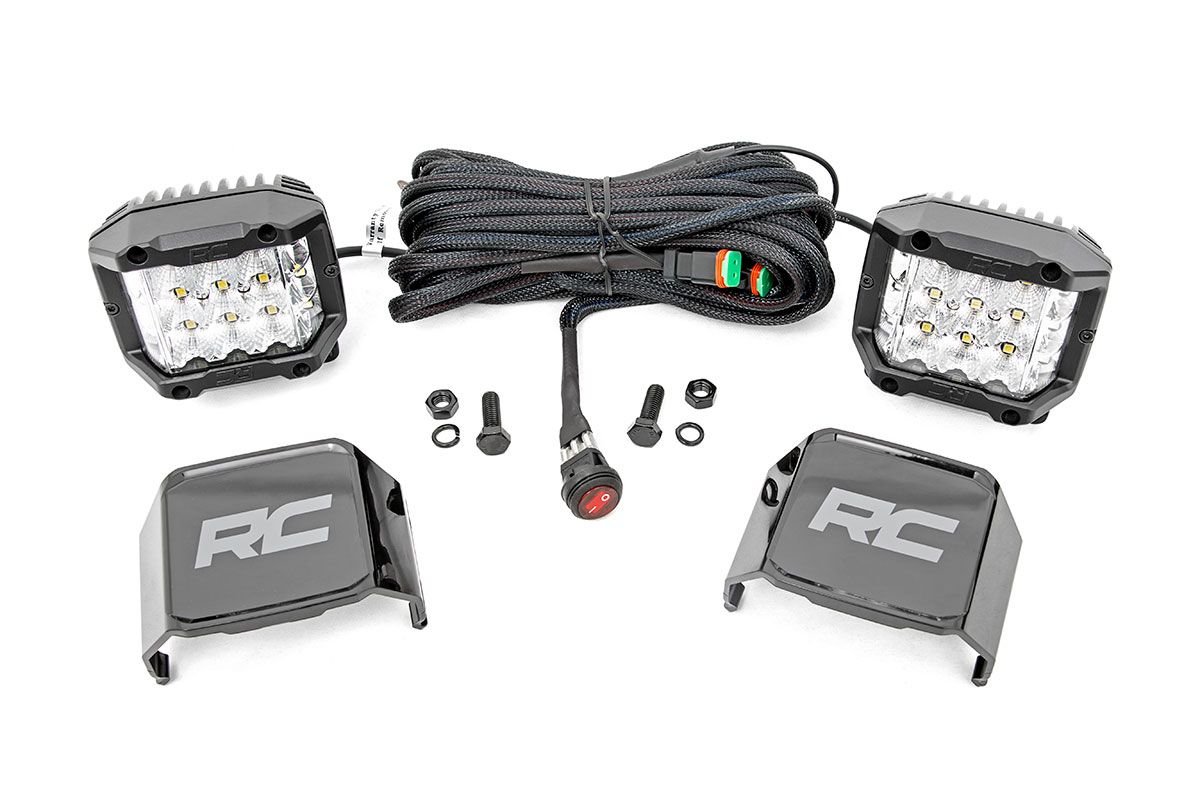 Rough Country 3 Inch Chrome Series LED Lights | Wide Angle Osram | Pair