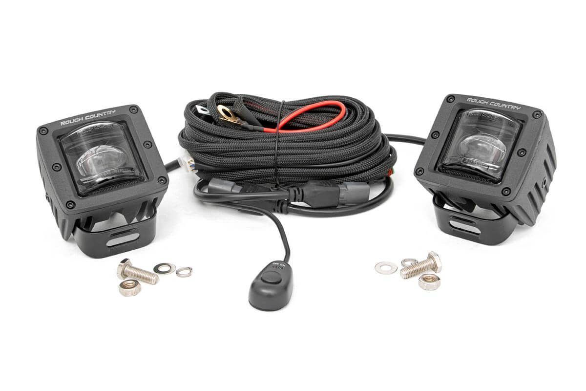 Rough Country 2 Inch Black Series LED Light Pods | SAE Fog | Pair