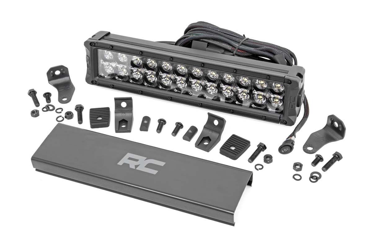 Rough Country 12 Inch Black Series LED Light Bar | Dual Row | White DRL