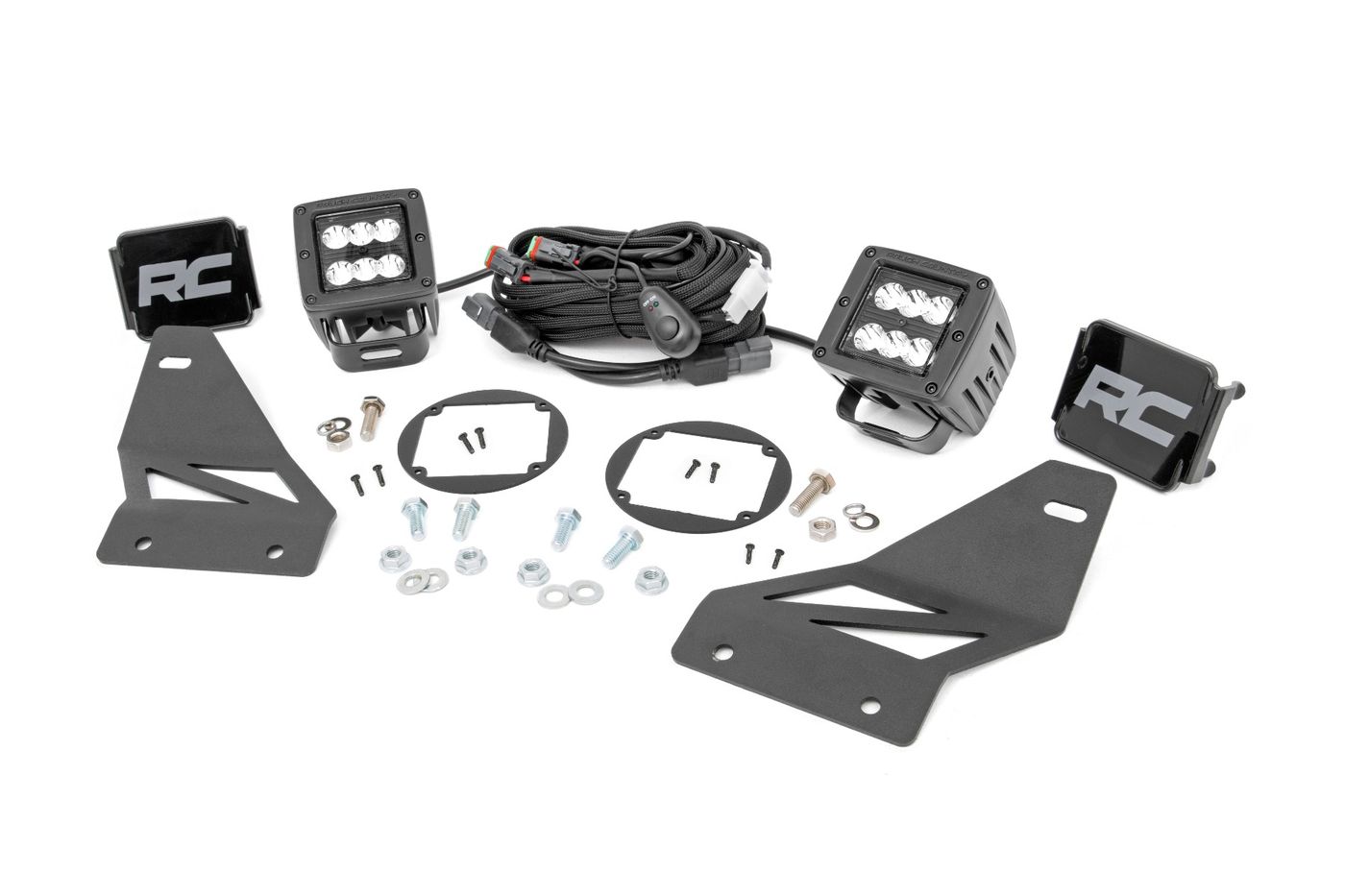 Rough Country LED Light Kit | Fog Mount | 2" Black Pair | Spot | Nissan Frontier (05-20)