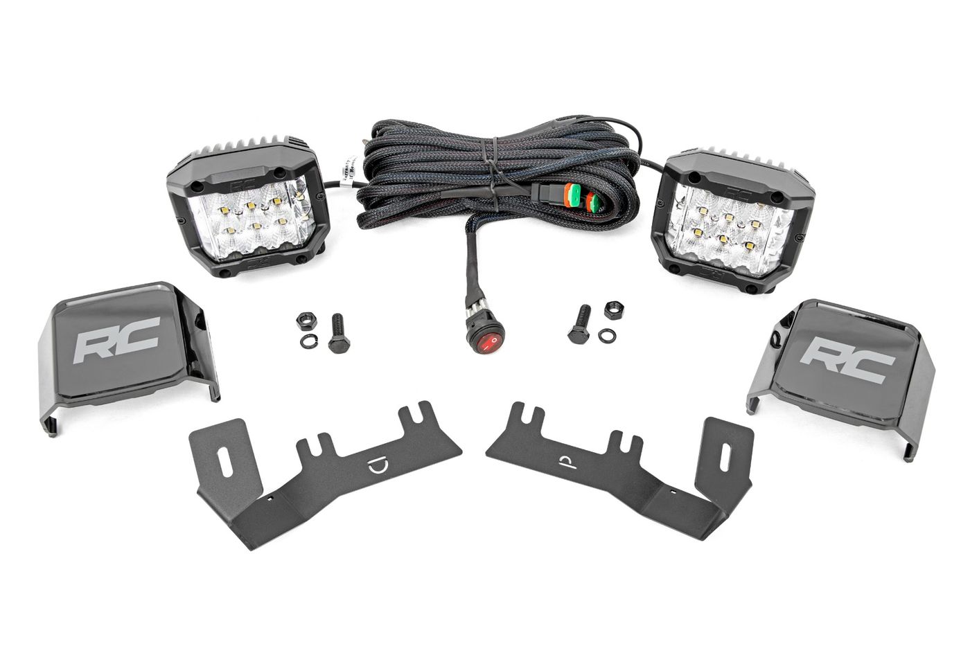 Rough Country LED Ditch Light Kit | 3in OSRAM Pair | Wide | Chevy/GMC 1500 (14-18 & Classic)