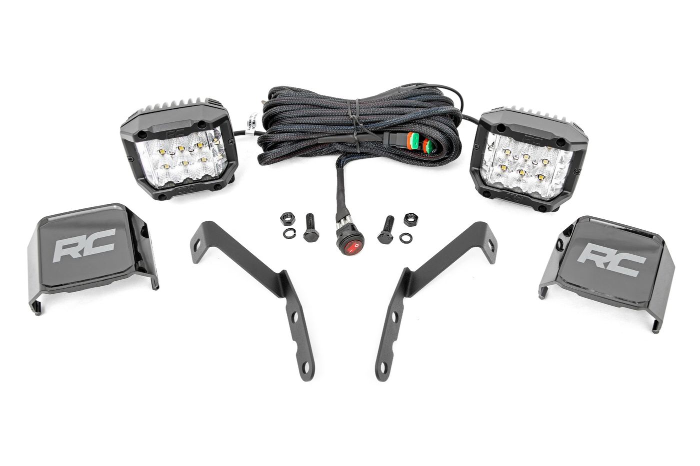 Rough Country LED Light Kit | Ditch Mount | 3" OSRAM | Wide | Chevy 1500 & Chevy/GMC 2500HD/3500HD (07-14)