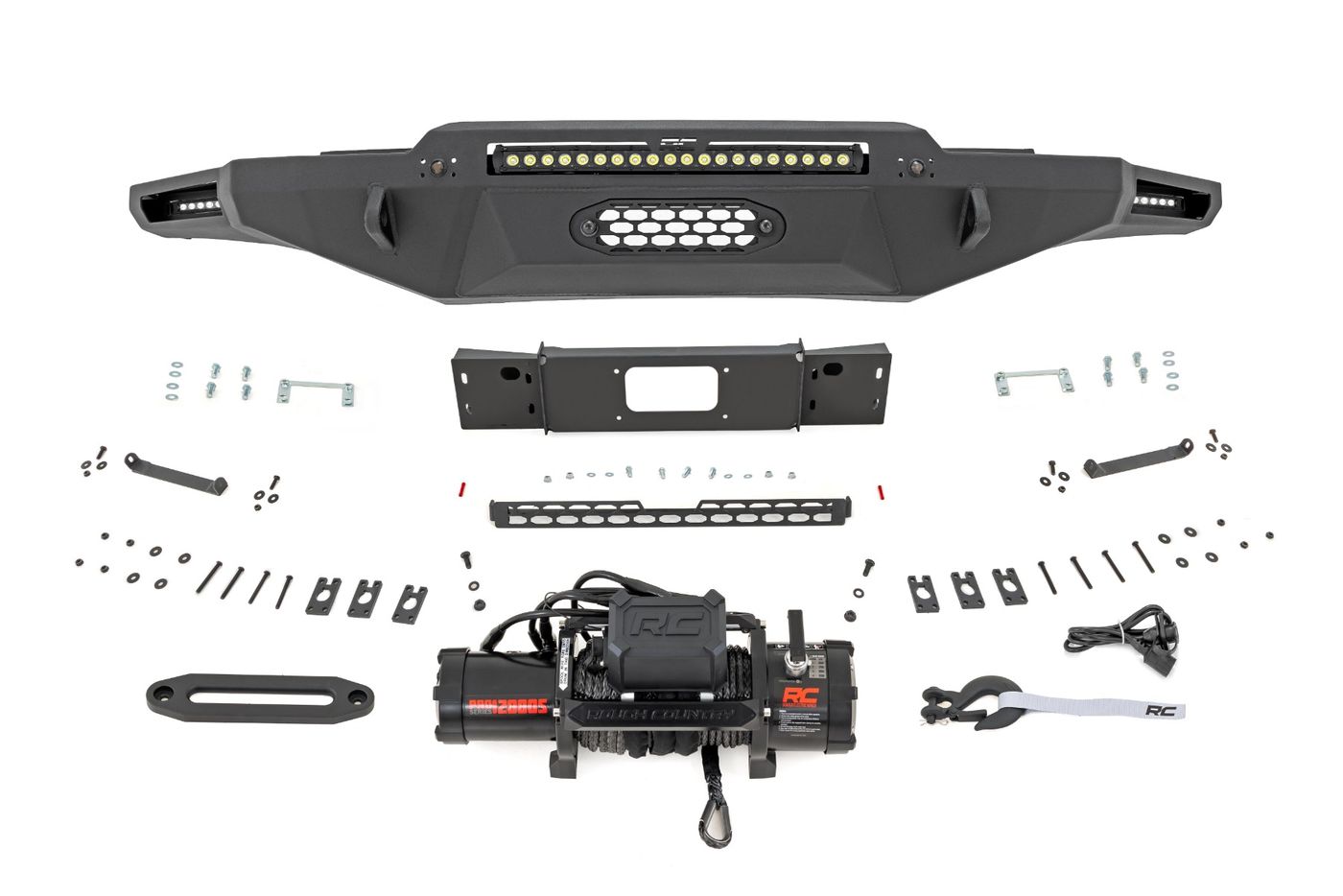 Rough Country Hybrid Front Bumper | 12000S | Blk LED | Toyota Tundra 2WD/4WD (2022-2026)