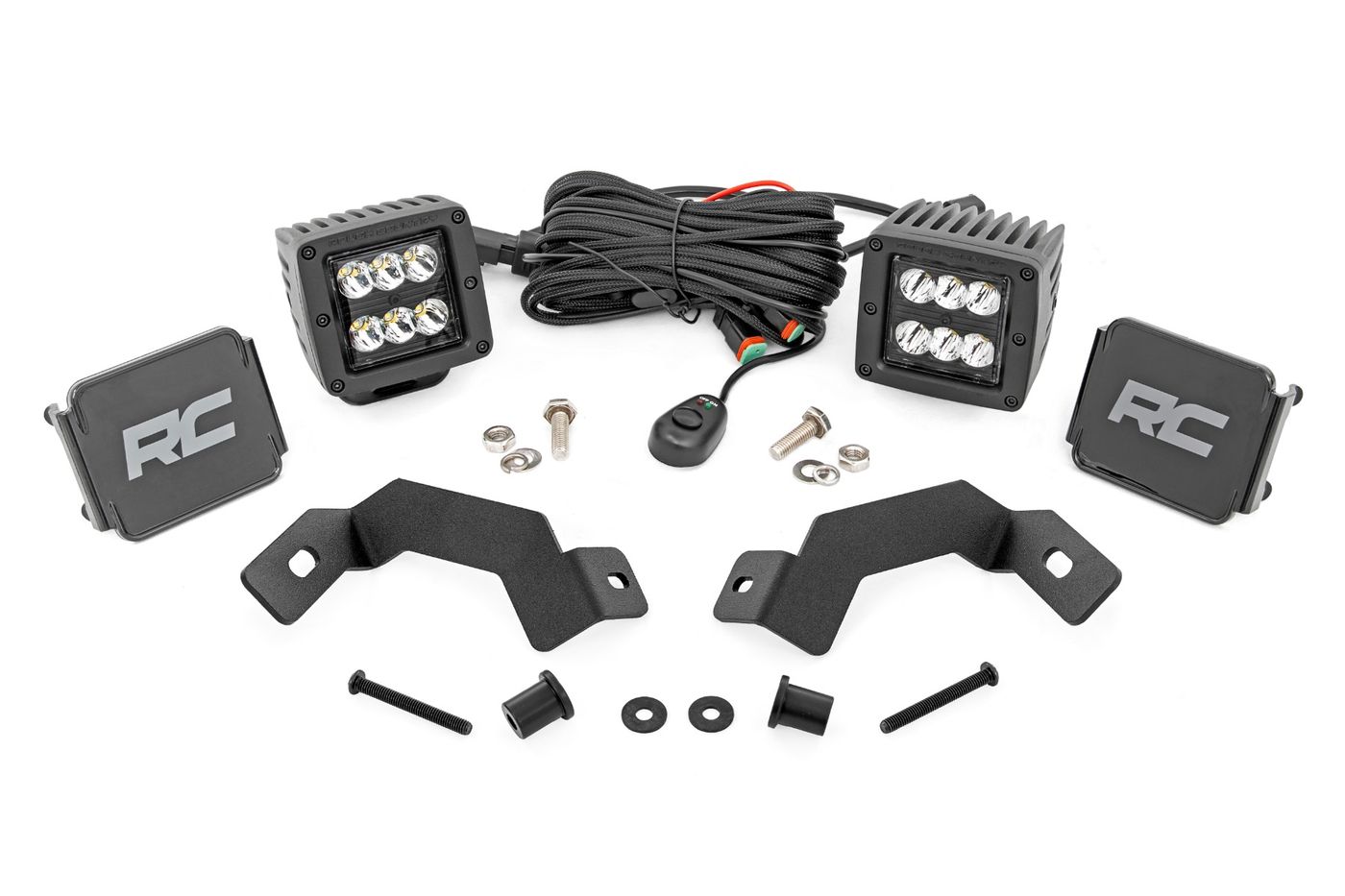 Rough Country LED Light Kit | Ditch Mount | 2" Black Pair | Spot | Toyota Land Cruiser (24-26)