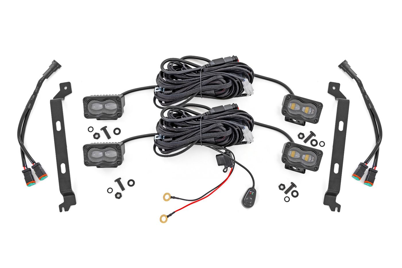 Rough Country LED Fog Light Kit | 3x1.75 Inch Black Series Slim Aux | Yellow | Toyota Tacoma (24-26)
