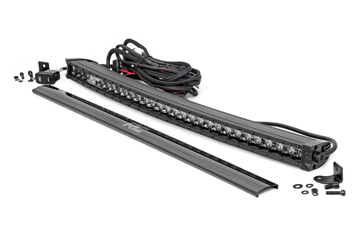 Rough Country 30 Inch Black Series LED Light Bar | Curved | Single Row | Cool White DRL
