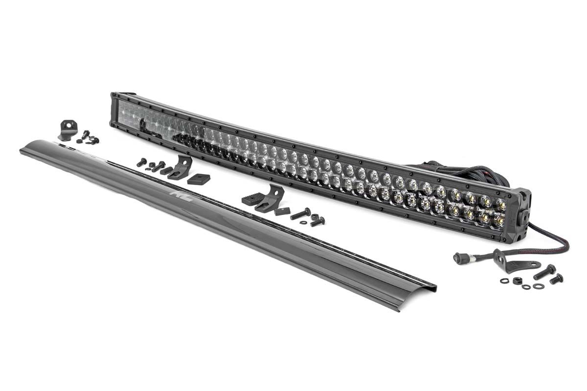 Rough Country 40 Inch Black Series LED Light Bar | Curved | Dual Row | Cool White DRL