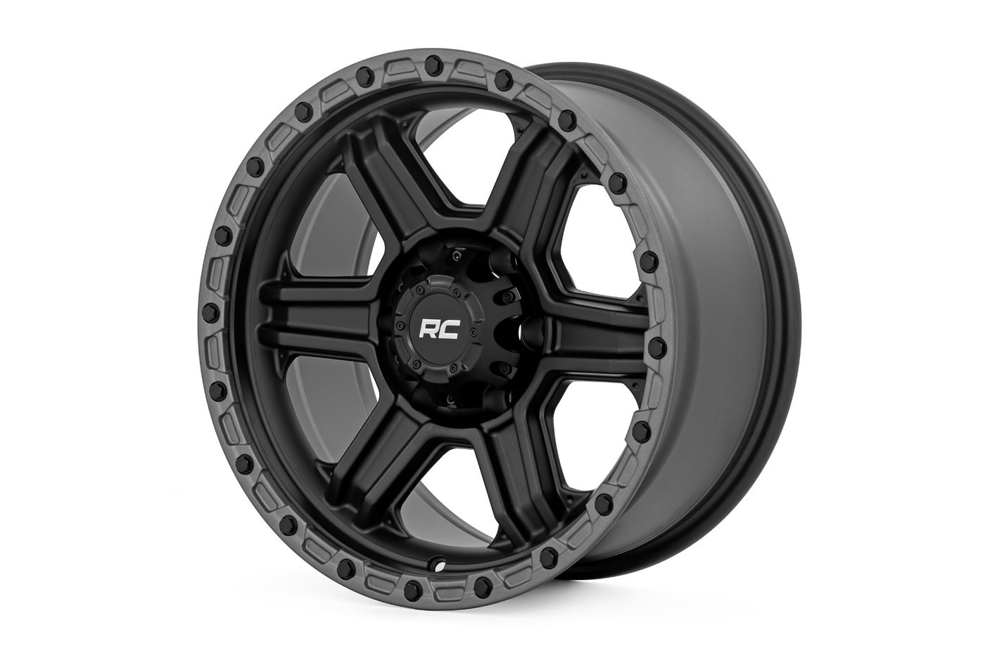Rough Country Rough Country 79 Series Wheel | One-Piece | Semi Gloss Black w/Gunmetal Ring | 17x8.5 | 6x5.5 | 0mm