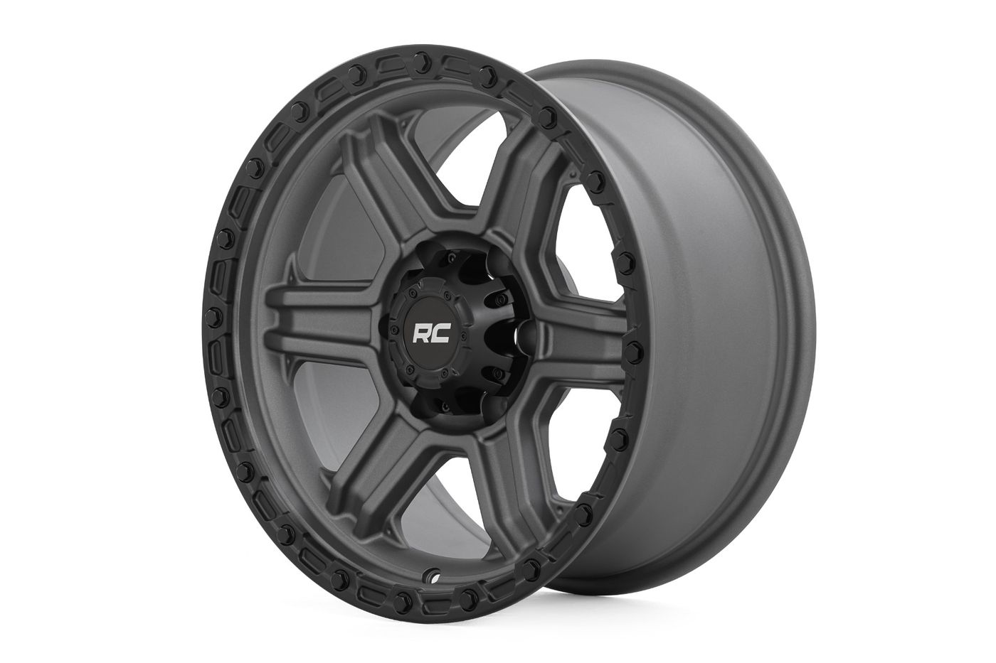 Rough Country Rough Country 79 Series Wheel | One-Piece | Gunmetal Gray w/Black Ring | 17x8.5 | 6x5.5 | 0mm