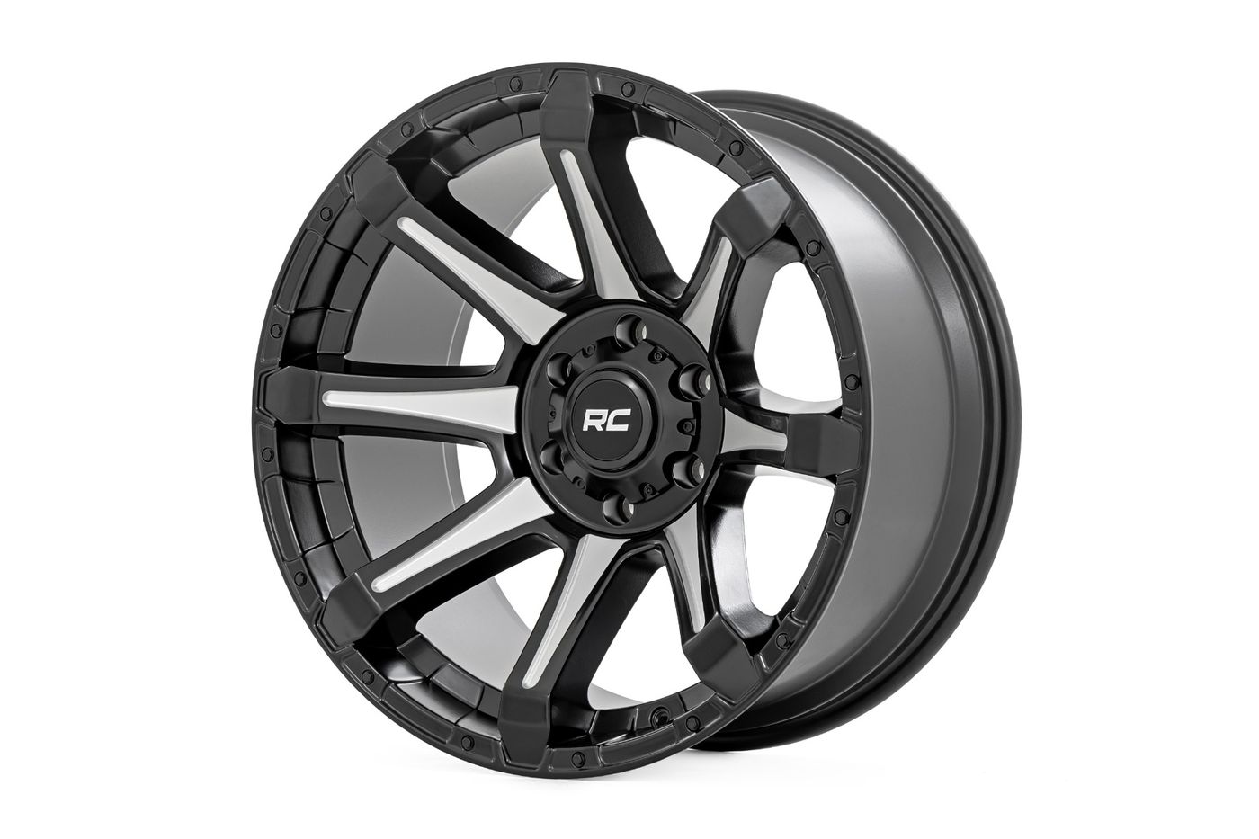 Rough Country Rough Country 81 Series Wheel | One-Piece | Semi Gloss Black w/machined spokes | 20x9 | 5x150 | +18m