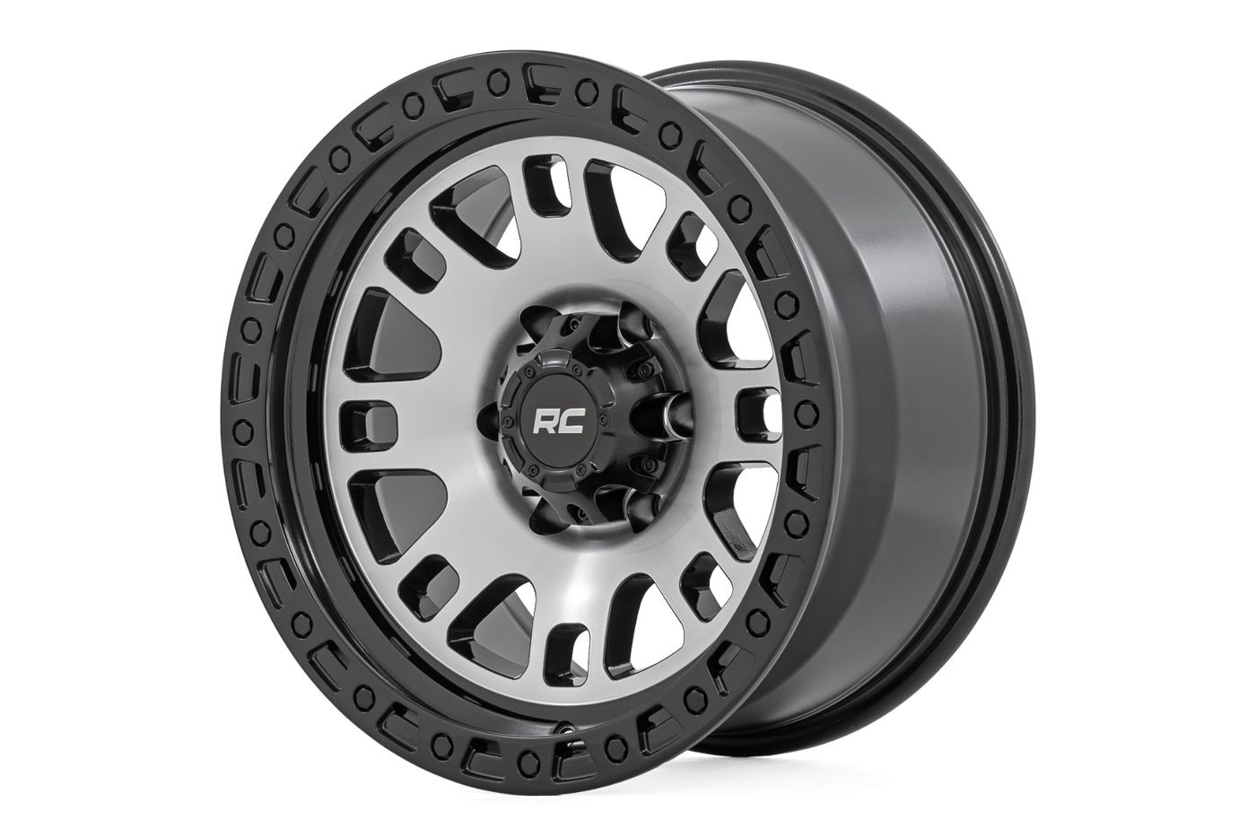 Rough Country Rough Country 82 Series Wheel | One-Piece | Machined Semi Gloss Black | 18x9 | 6x5.5 | -12mm