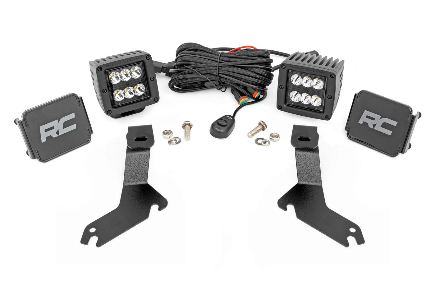 Rough Country LED Light Kit | Ditch Mount | 2" Black Pair | Spot | Chevy Silverado 1500 (99-06)/Tahoe (00-06)