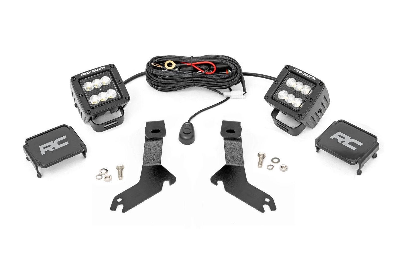 Rough Country LED Light Kit | Ditch Mount | 2" Black Pair | Flood | Chevy Silverado 1500 (99-06)/Tahoe (00-06)