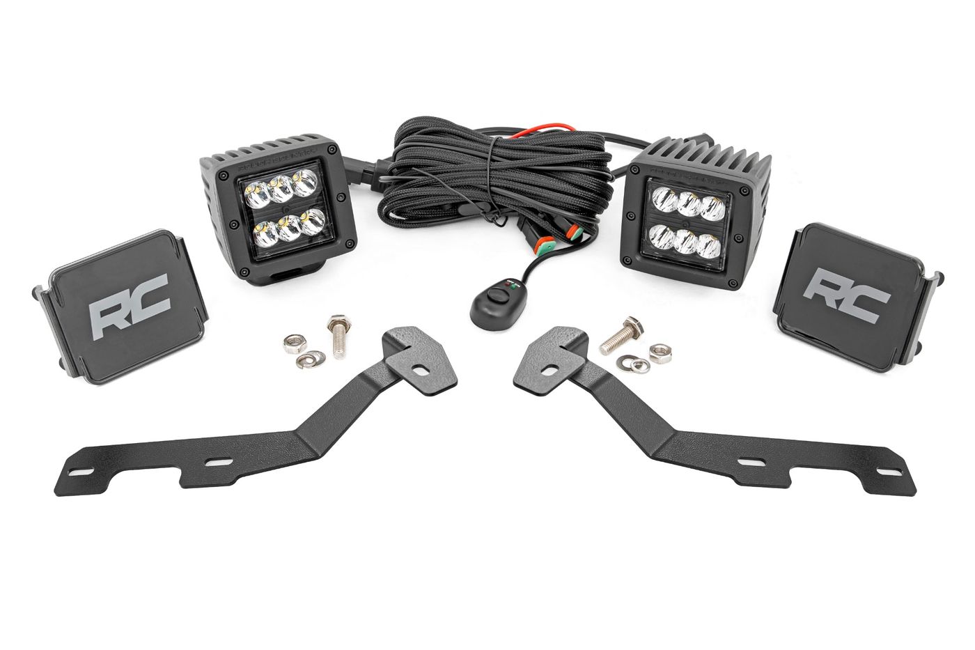 Rough Country LED Light Kit | Ditch Mount | 2" Black Pair | Spot | Ram 1500 2WD/4WD (19-26)