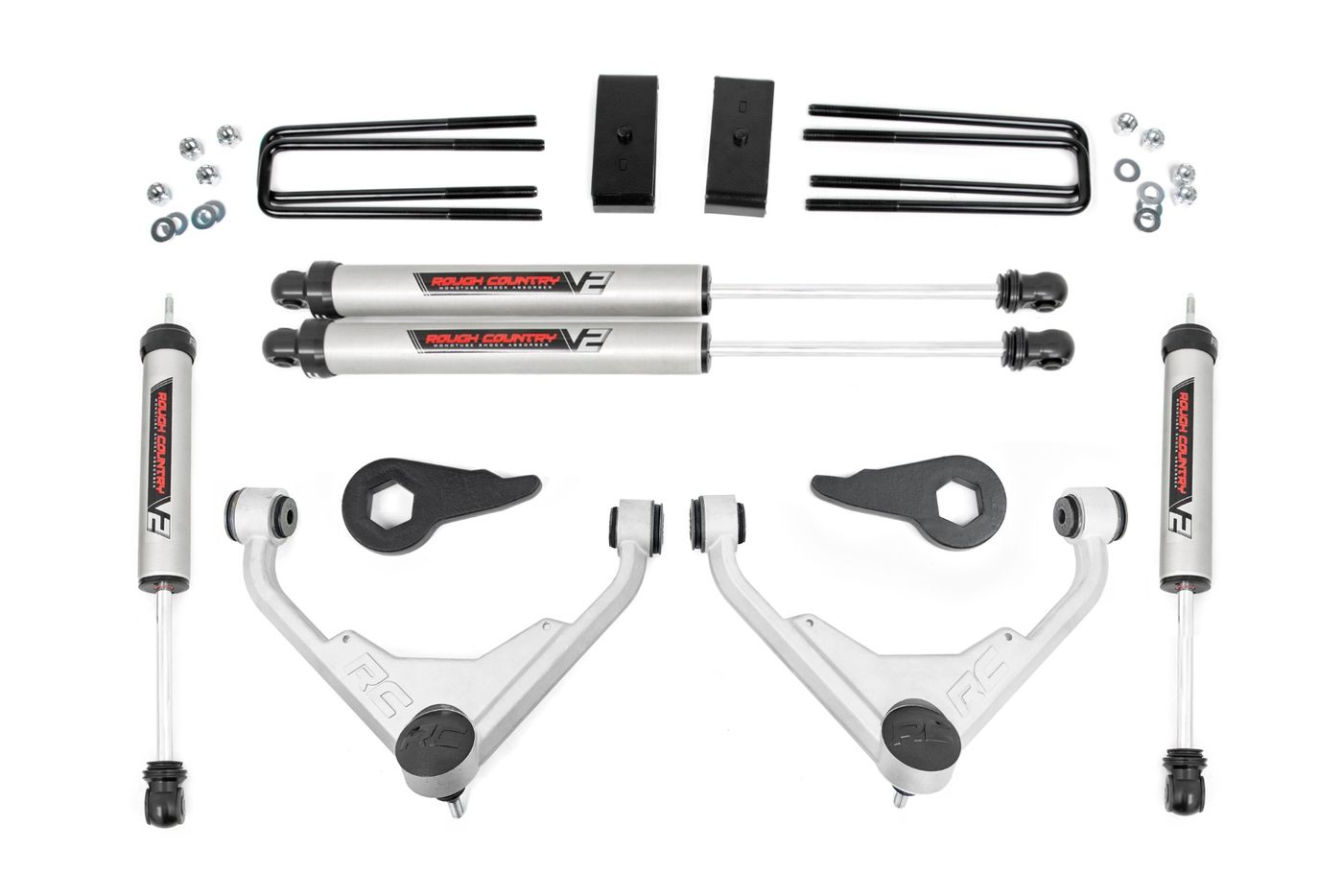 Rough Country 3 Inch Lift Kit | FT Code | V2 | Chevy/GMC 2500HD/3500HD/Suburban 2500/Yukon XL 2500 (01-10)