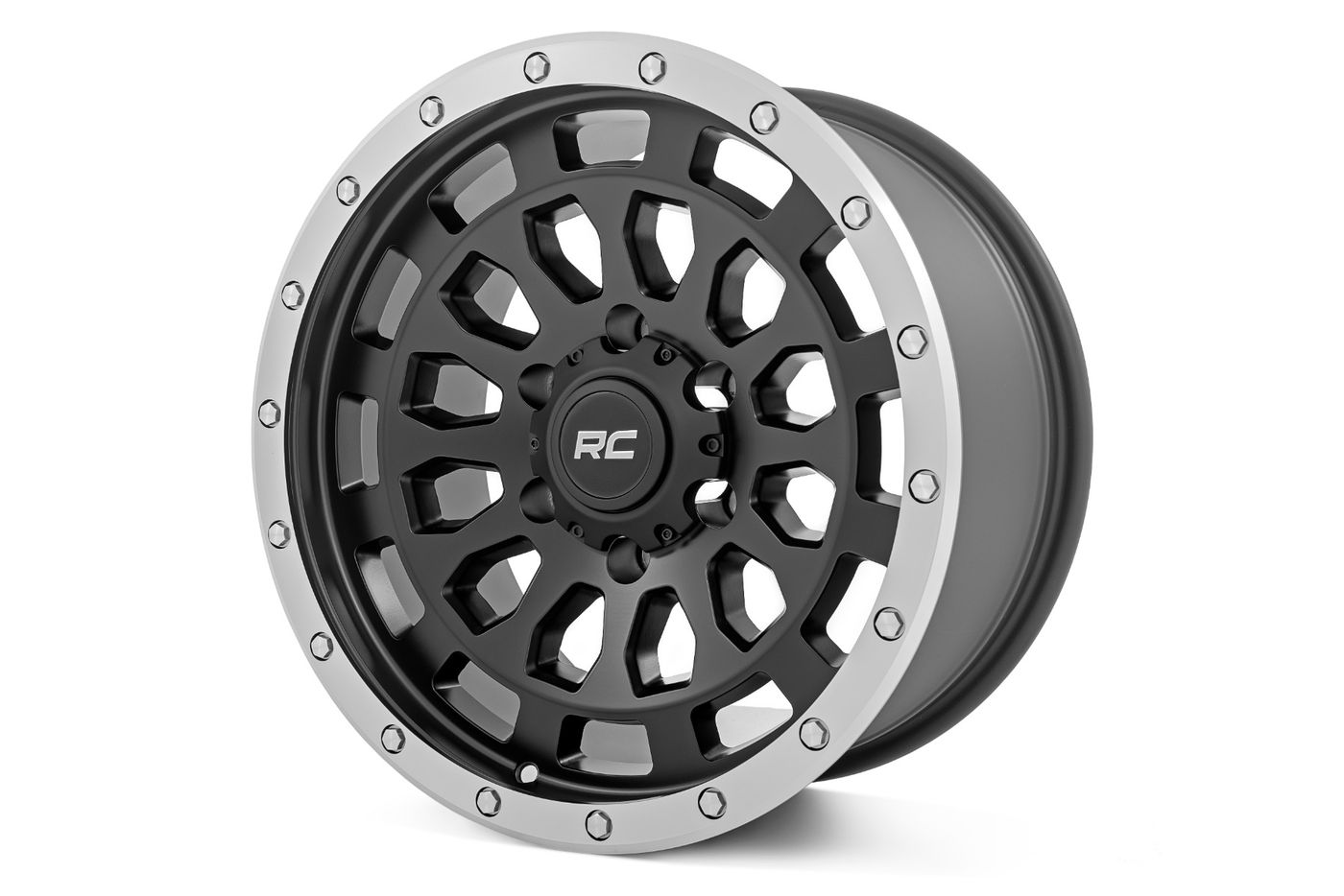 Rough Country Rough Country 87 Series Wheel | Simulated Beadlock | Black/Machined | 17x8.5 | 6x5.5 | +0mm