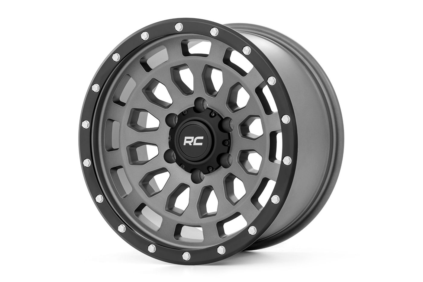 Rough Country Rough Country 87 Series Wheel | Simulated Beadlock | Gray/Black | 17x8.5 | 6x5.5 | +0mm