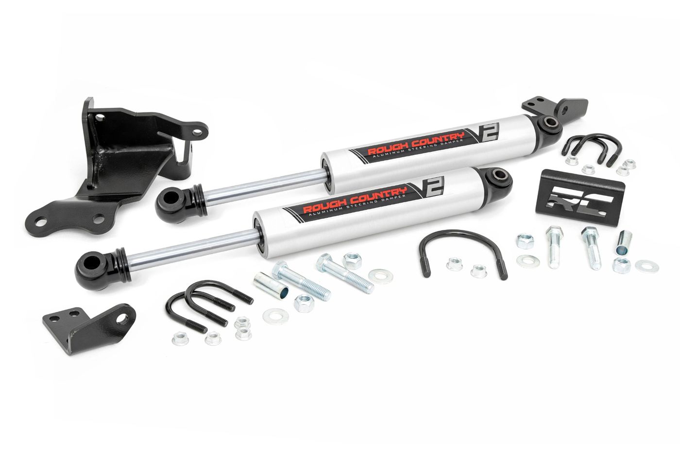 Rough Country V2 Steering Stabilizer | Dual | 2.5-8 Inch Lift | Jeep Gladiator JT/Wrangler JL (18-26)