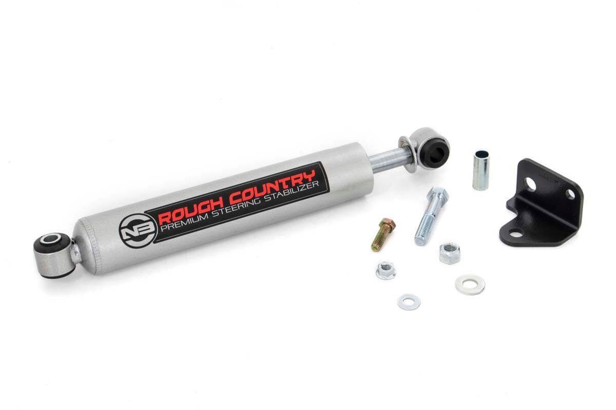 Rough Country N3 Steering Stabilizer | Relocation Bracket | Jeep Wrangler JK/Wrangler Unlimited (07-18)