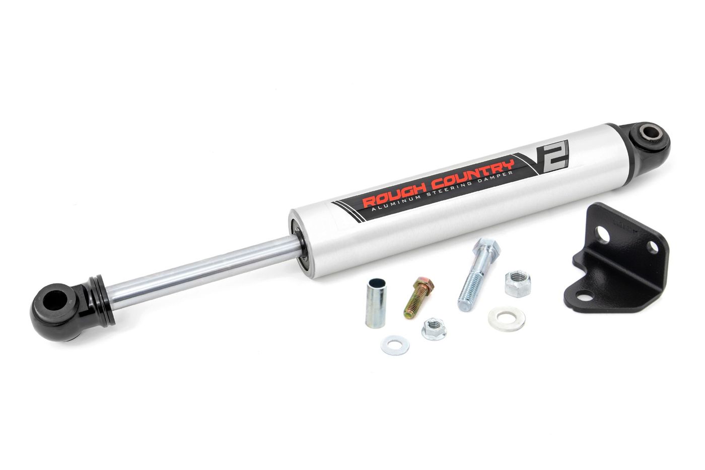 Rough Country V2 Steering Stabilizer | Relocation Bracket | Jeep Wrangler JK/Wrangler Unlimited (07-18)