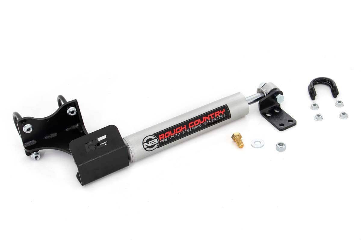 Rough Country N3 Steering Stabilizer | Axle Bracket | 2-8 Inch Lift | Jeep Wrangler JK (07-18)