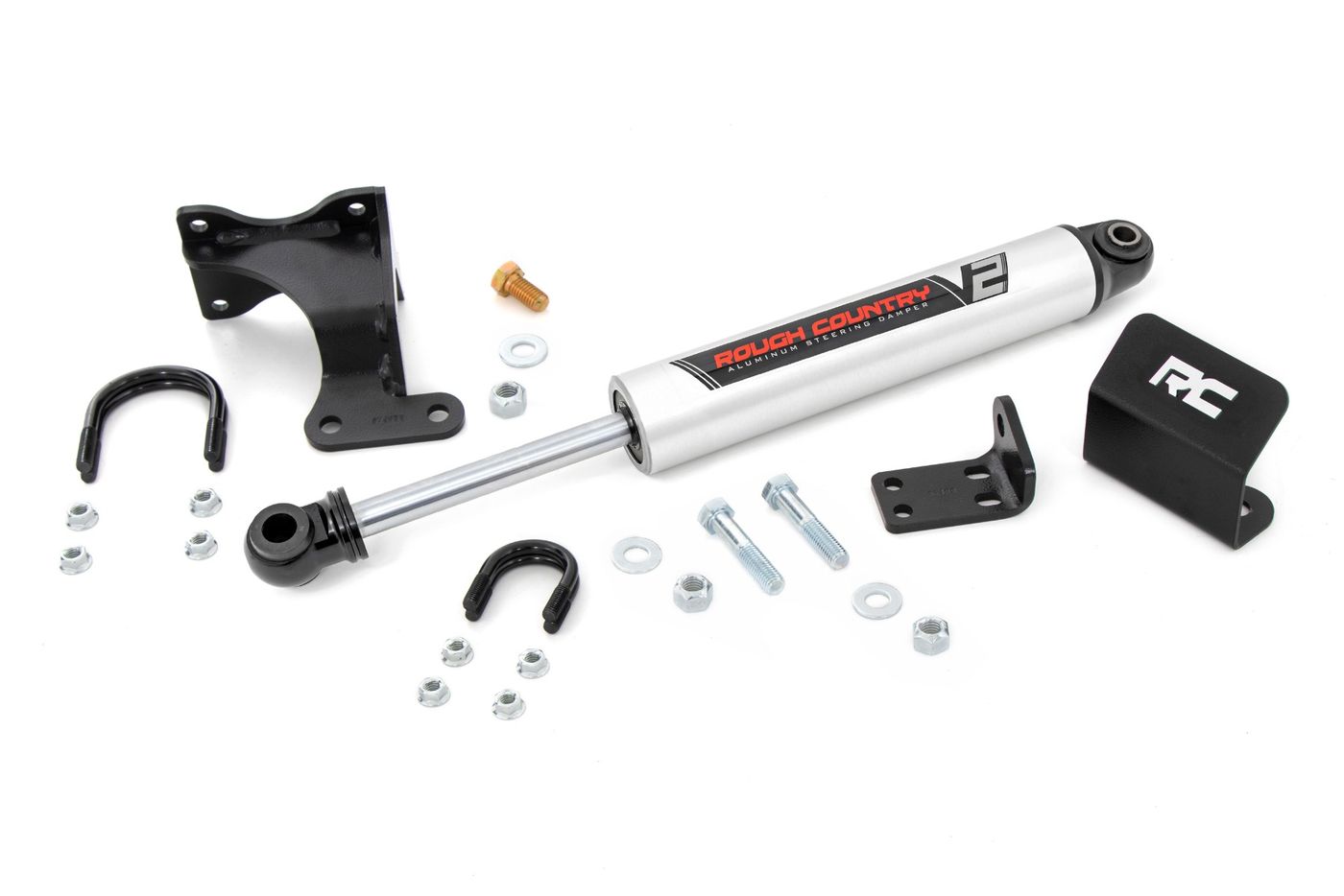 Rough Country V2 Steering Stabilizer | Axle Bracket | 2-8 Inch Lift | Jeep Wrangler JK/Wrangler Unlimited (07-18)