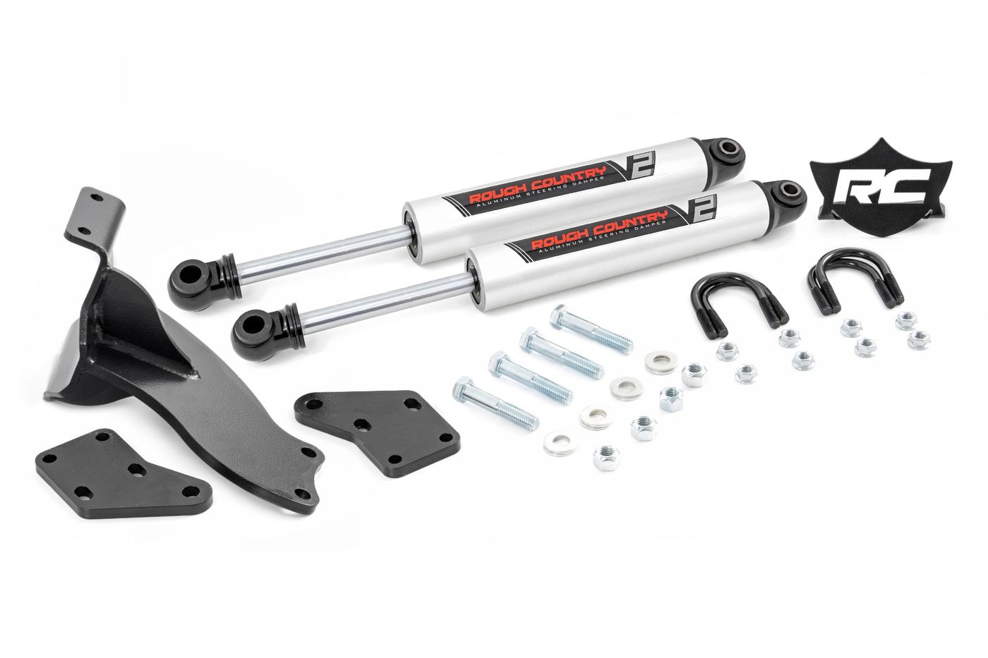 Rough Country V2 Steering Stabilizer | Dual | 2.5-8 Inch Lift | Ram 2500 (14-26)/3500 (13-26)