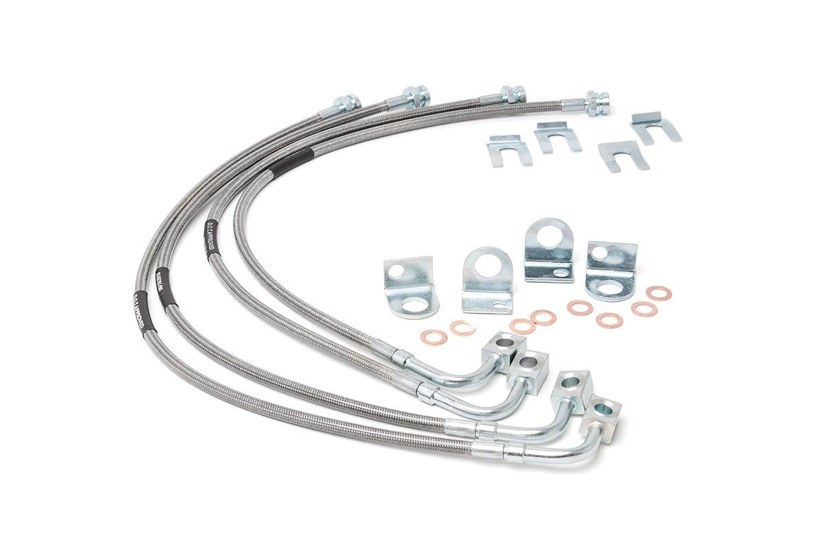 Rough Country Brake Lines | Stainless | FR & RR | 4-6 Inch Lift | Jeep Wrangler JK/Wrangler Unlimited (07-18)