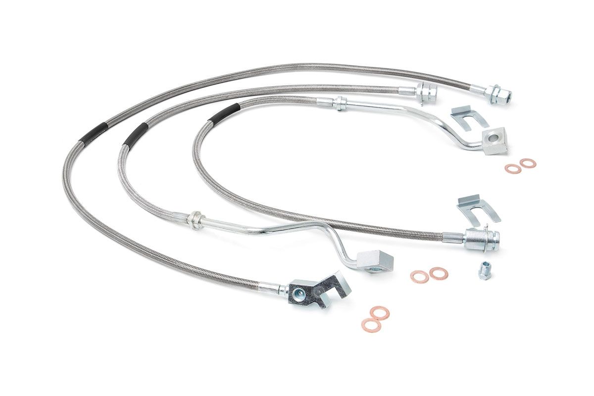Rough Country Brake Lines | Stainless | FR & RR | 4-6 Inch Lift | Ford F-250/F-350 Super Duty (99-04)