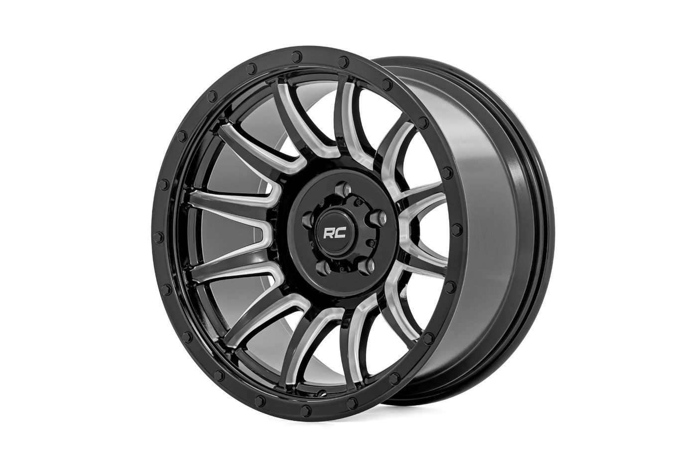 Rough Country Rough Country 90 Series Wheel | One-Piece | Gloss Black w/machined spokes | 20x10 | 6x5.5 | -19mm