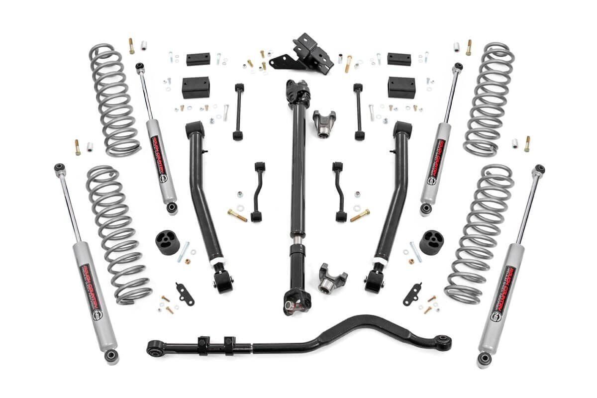 Rough Country 3.5 Inch Lift Kit | Adj LCA | FR D/S | Jeep Wrangler JL Rubicon 4WD (18-23)