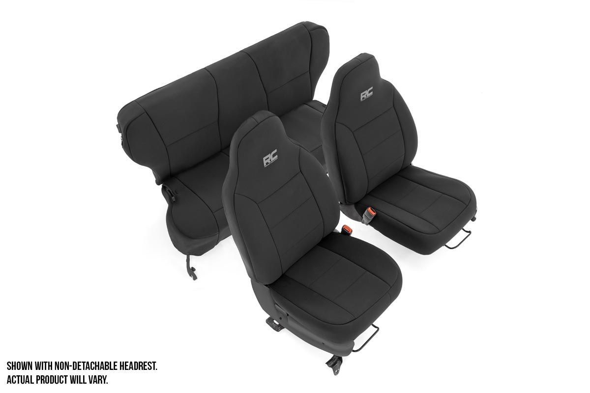 Rough Country Seat Covers | Detachable Headrest FR & RR | Jeep Cherokee XJ 2WD/4WD (97-01)