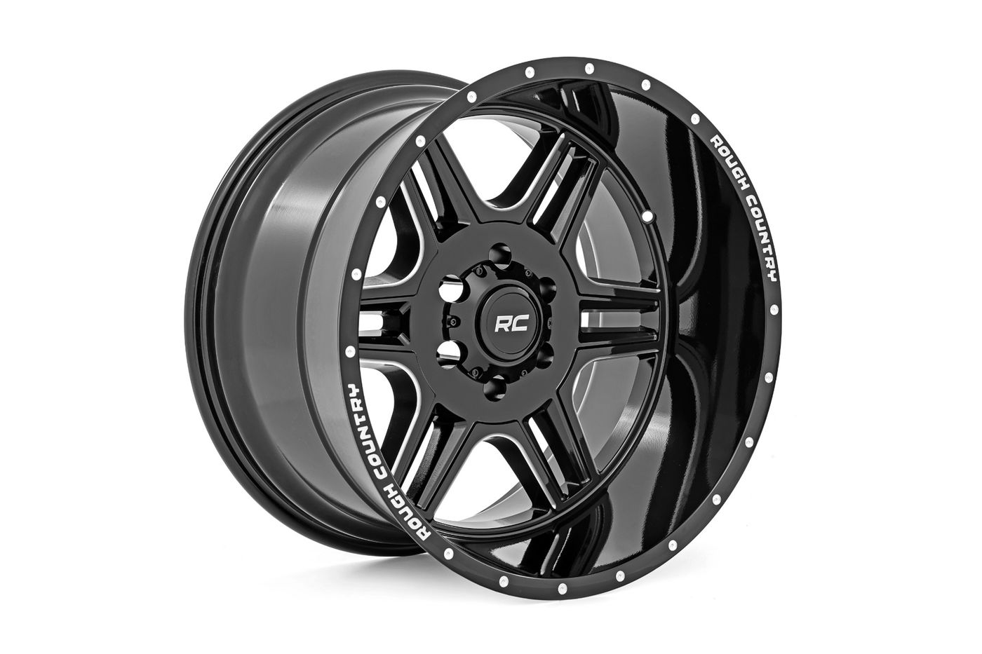Rough Country Rough Country 92 Series Wheel | Machined One-Piece | Gloss Black | 20x12 | 8x6.5 | -44mm