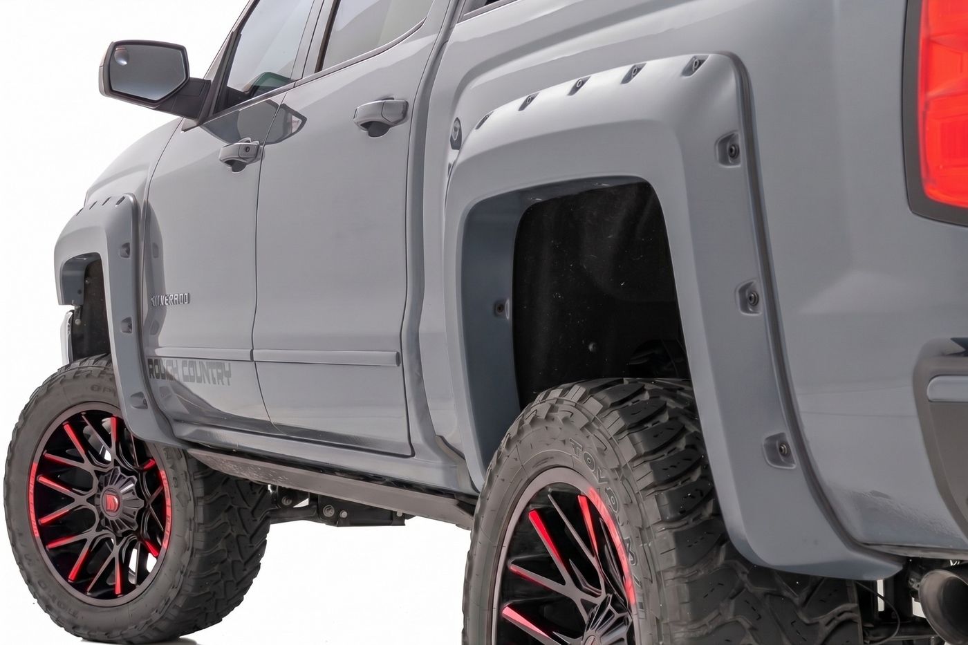 Rough Country Pocket Fender Flares | 6'7" & 8' Bed | G1C Overcast | Chevy Silverado 1500 (14-18)/2500HD