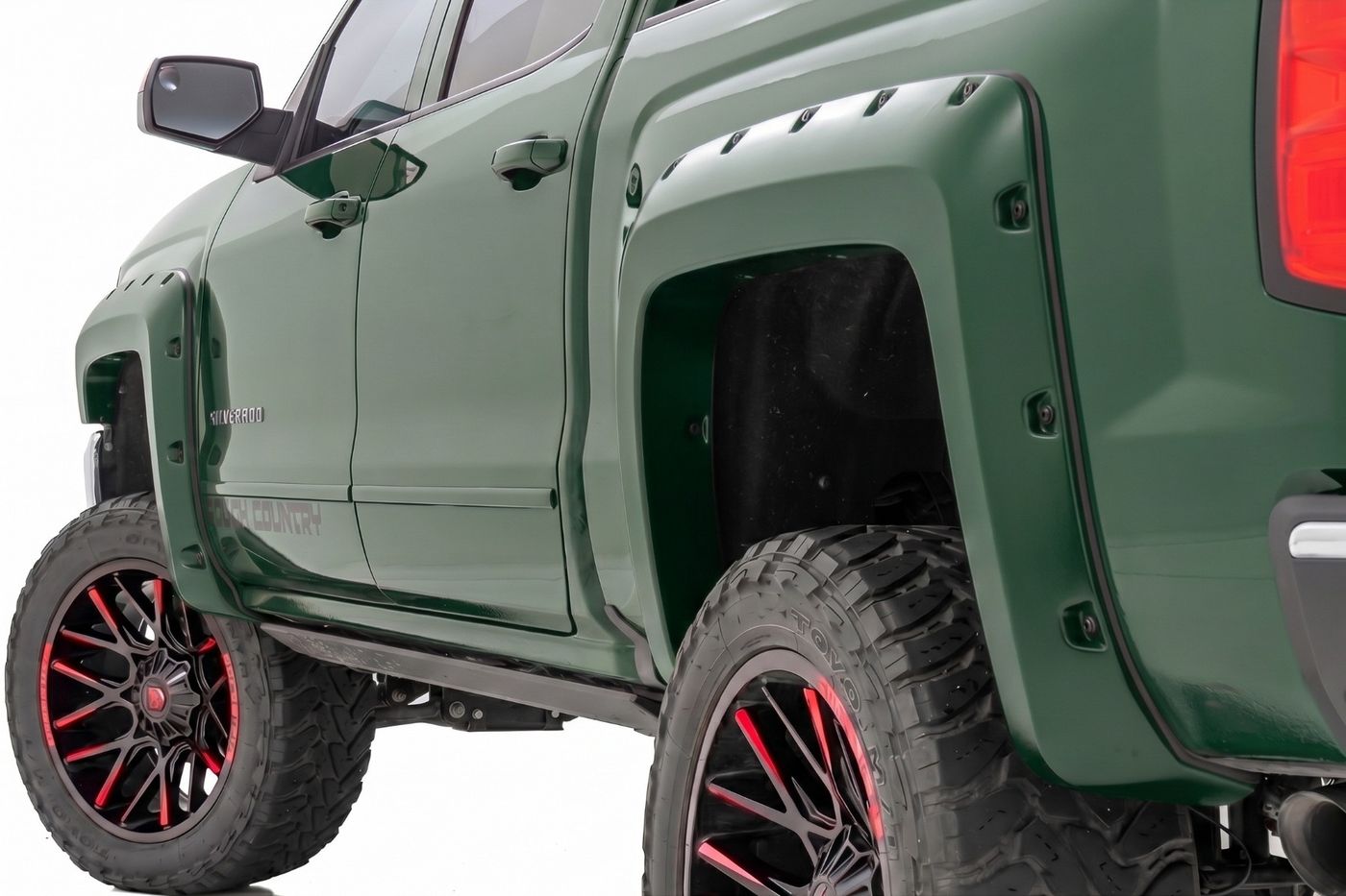 Rough Country Pocket Fender Flares | 6'7" & 8' Bed | G7J Rainforest Green | Chevy Silverado 1500 (14-18)/2500HD