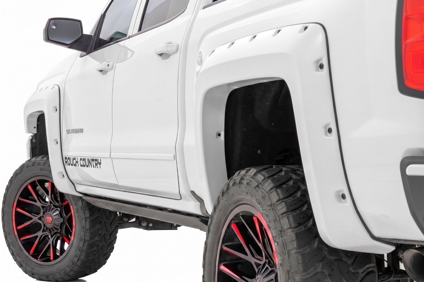 Rough Country Pocket Fender Flares | 6'7" & 8' Bed | GAZ Summit White | Chevy Silverado 1500 (14-18)/2500HD (15-19)