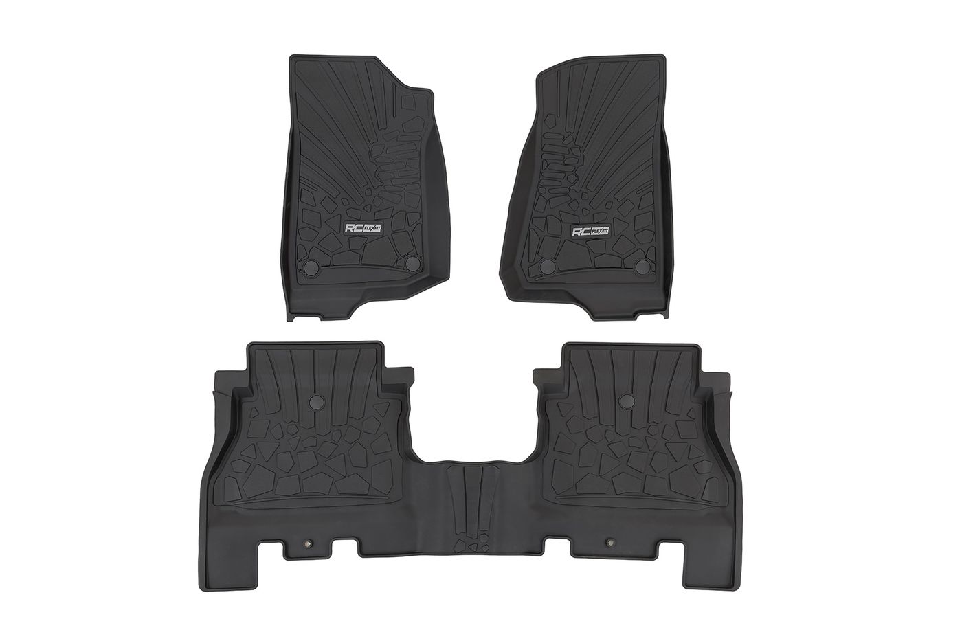 Rough Country Flex Fit Floor Mats | FR & RR | 4 Door | Jeep Wrangler Unlimited 4WD (18-26)