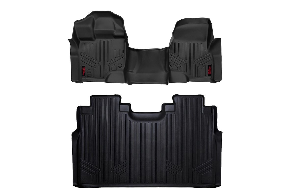 Rough Country Floor Mats | FR & RR | Over Hump | Ford F-150 (15-26)/F-150 Lightning (22-26)/Raptor (17-26)