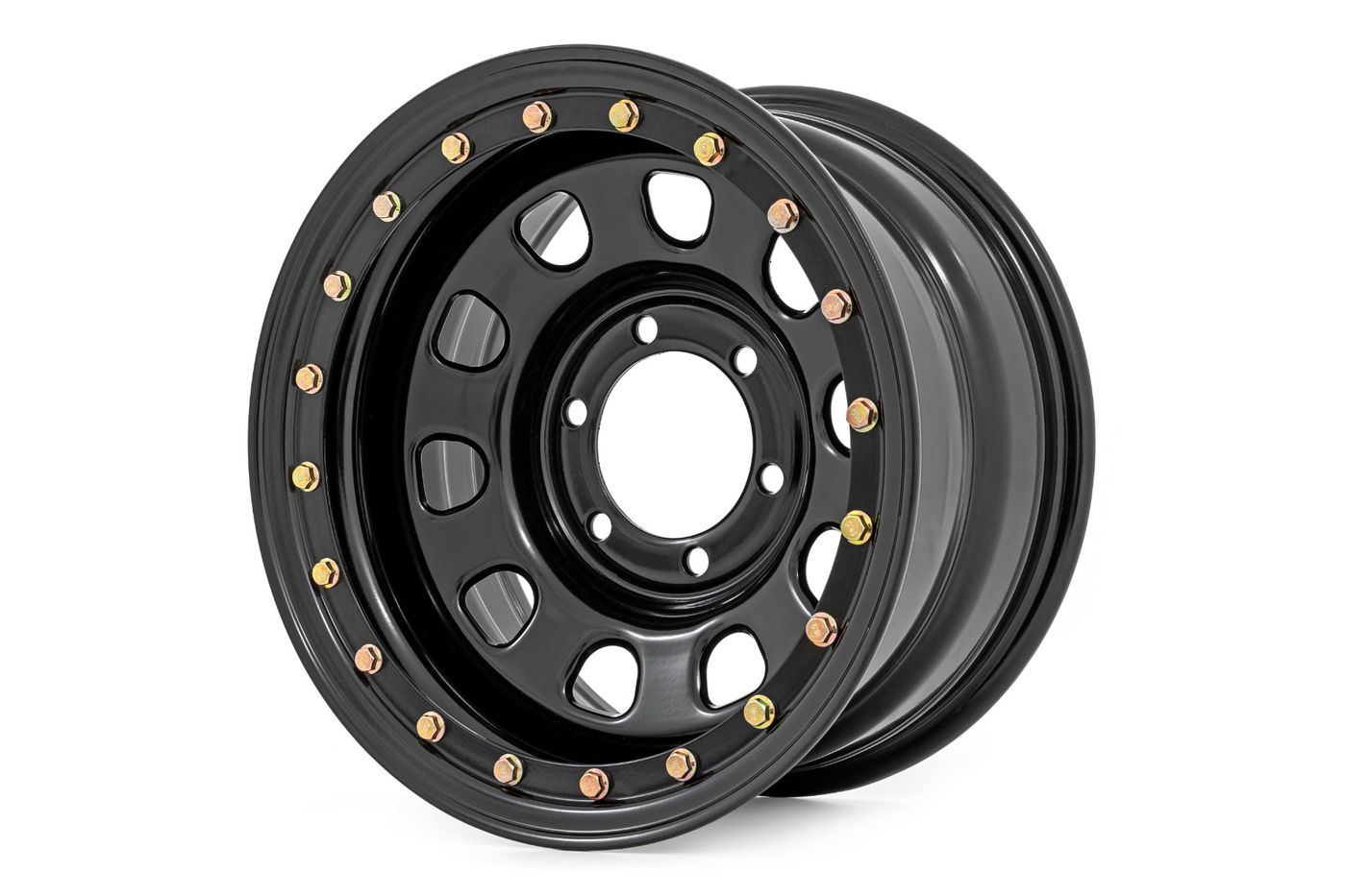 Rough Country Steel Simulated Bead Lock Wheel | Black | 16x8 | 6x5.5 | 4.25 Bore | -12
