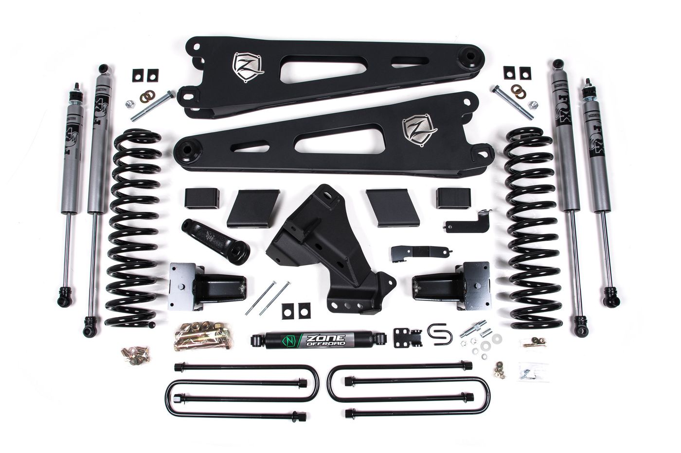 Zone Offroad 7" Radius Arm Lift Kit, 4.5" Rear Lift, Block, Fox Shocks